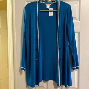 Blue long sleeve long jacket